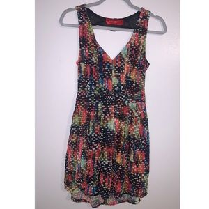 AKIRA Chicago Multi-Color Mini Dress with Heart Cutout - M